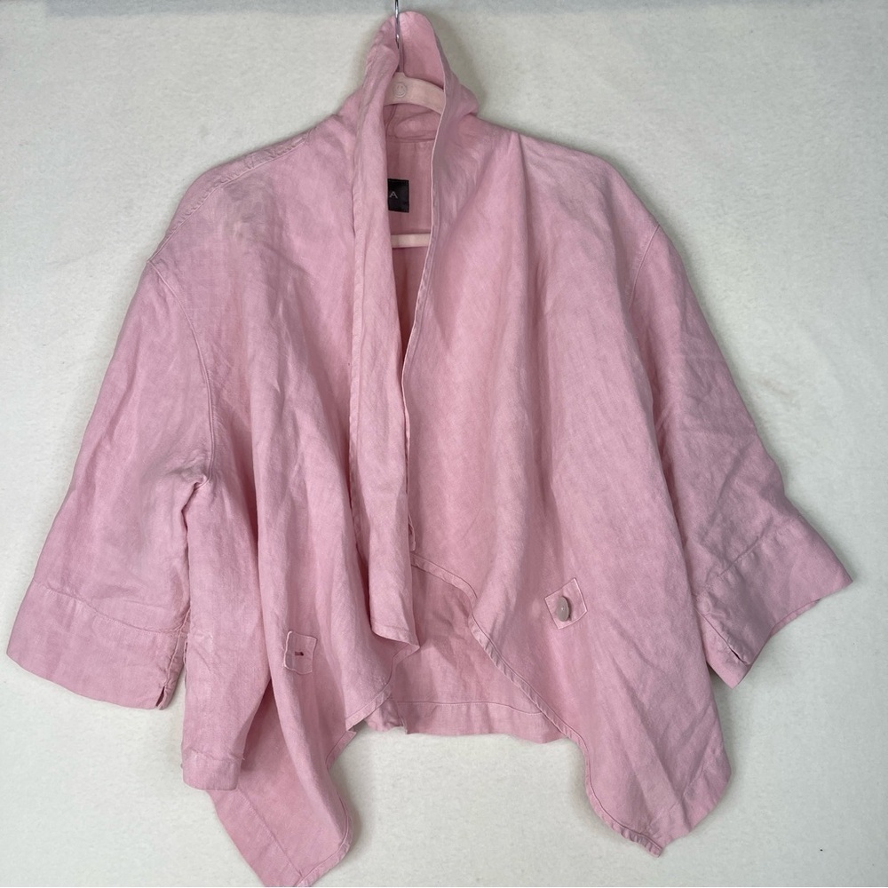 Oska Linen Jacket Petal Pink Shawl Collar Small